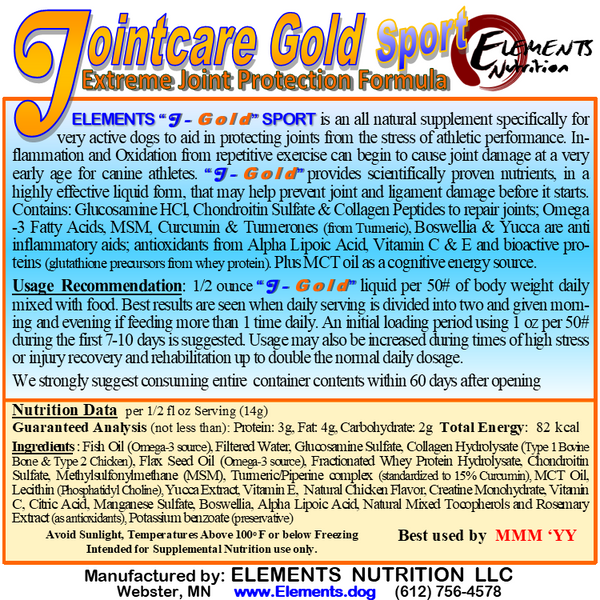 Elements J GOLD Sport Jointcare Supplement with Curcumin